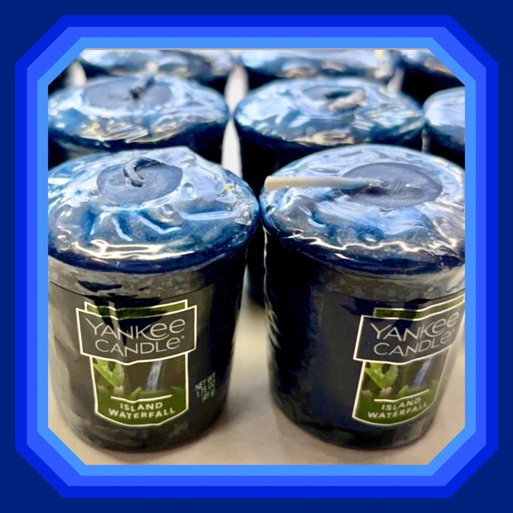 5 Yankee Candle Island Waterfall Votive Candles lot blue
